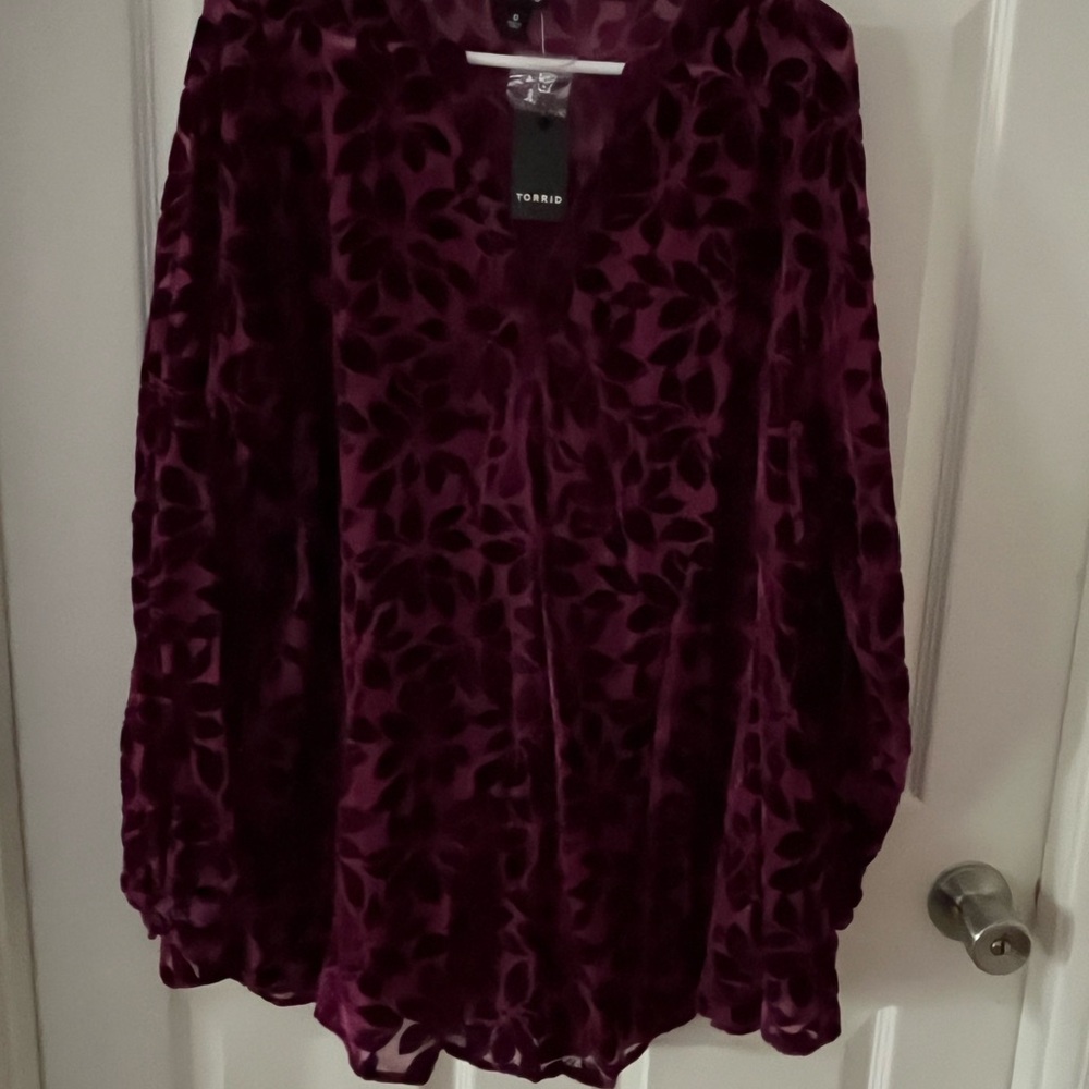 Torrid Purple Ruffled Long Sleeve Blouse